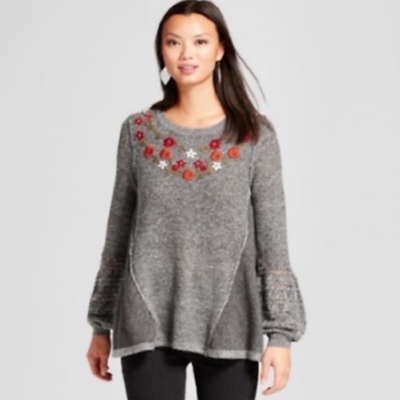 Knox Rose grey embroidered sweater
